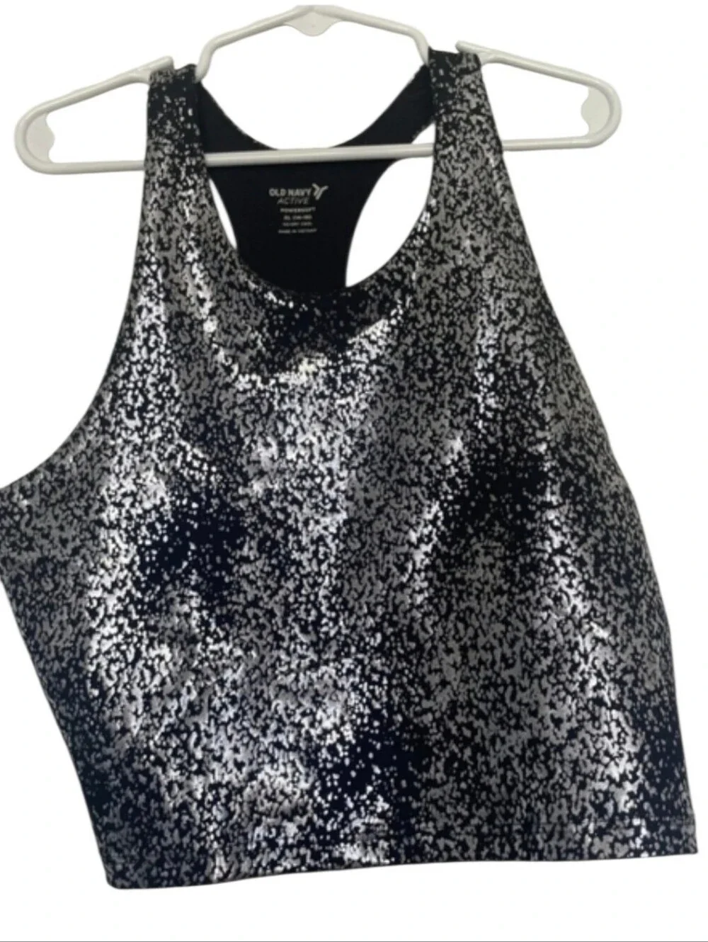 NWT Old Navy Girls Size XL 14-16 Athletic Top Built In Sports Bra Metallic